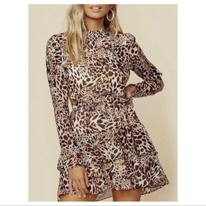 Blue Life Mel Mini Dress Brown Leopard Print